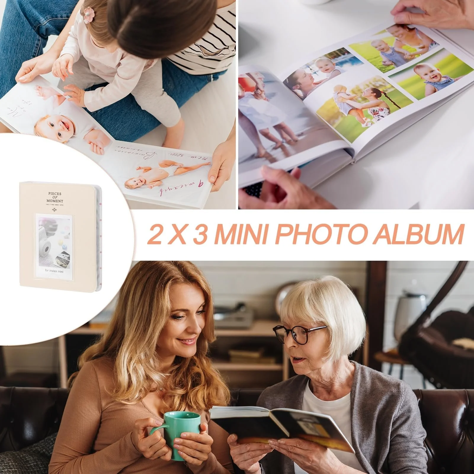 Фотоальбом sourcing map 64 карманный Кожаная обложка 2x3 Маленький фотоальбом с передним окошком для мгновенных фотографий, бежевый, фото №5 Фотоальбом sourcing map 64 карманный Кожаная обложка 2x3 Маленький фотоальбом с передним окошком для мгновенных фотографий, бежевый, фото №5