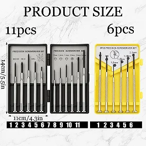 Набір прецизійних викруток 17 предметів 11 чорних + 6 жовтих synthetic.ua - Фото 1