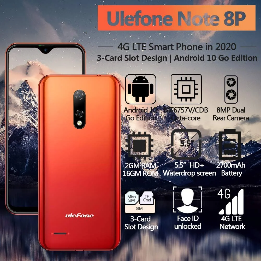 Смартфон Ulefone Note 8P 2/16GB 4G LTE Dual SIM 5.5" Android 10 Go, фото №2