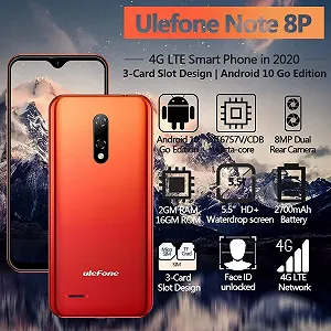 Смартфон Ulefone Note 8P 2/16GB 4G LTE Dual SIM 5.5" Android 10 Go цена на synthetic.ua - Фото 1 Смартфон Ulefone Note 8P 2/16GB 4G LTE Dual SIM 5.5" Android 10 Go synthetic.ua - Фото 1