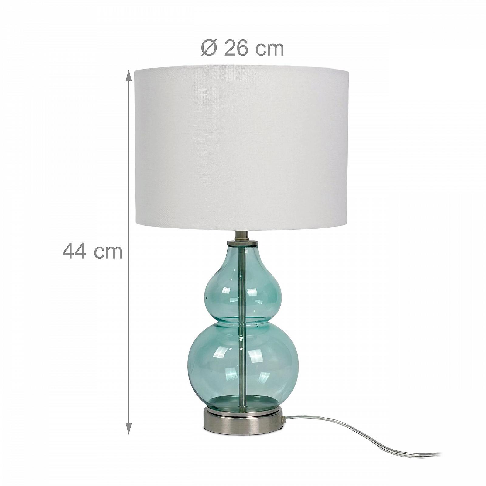 Настільна лампа Relaxdays зі скляною основою та тканинним абажуром E14 44 x 26 см Біло-синя, фото №4