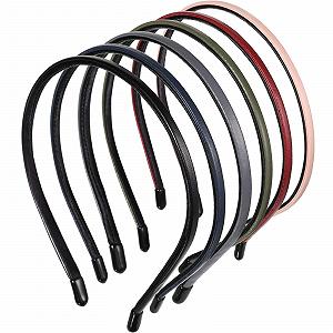 Набор тонких пластиковых обручей для волос, покрытых кожей, 6 цветов. - Фото 1