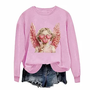 Женский Топ с Длинными Рукавами, Женская Толстовка с Бантом, Женские Топы на День Святого Валентина с Длинными Рукавами, Милая Повседневная Толстовка с Круглым Вырезом и Принтом "Любовь", Фитнес-Свитер - Фото 1