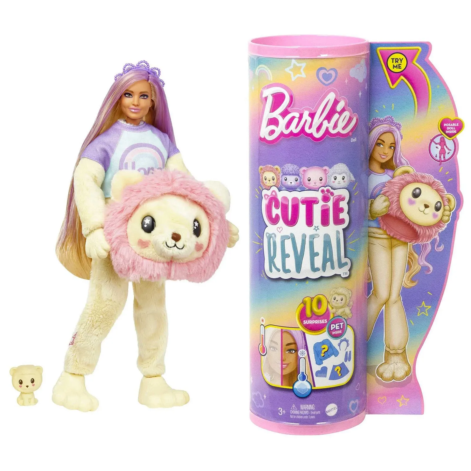 Лялька Barbie Cutie Reveal HKR06 Плюшевий Лев з 10 сюрпризами, рухлива з аксесуарами, включає міні-пета і флісову куртку, для дітей від 3 років, фото №1 Лялька Barbie Cutie Reveal HKR06 Плюшевий Лев з 10 сюрпризами, рухлива з аксесуарами, включає міні-пета і флісову куртку, для дітей від 3 років, фото №1