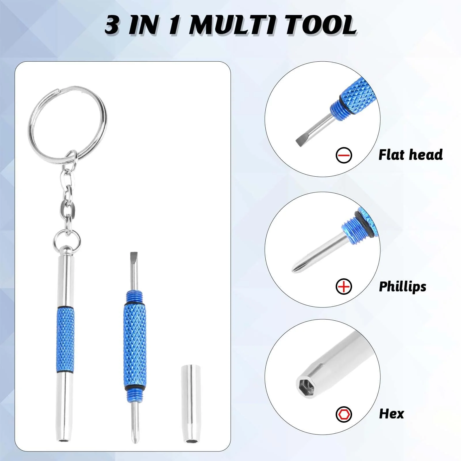 Набір викруток Glasses Precision 2 шт. Нержавіюча сталь Кільце для ключів, фото №3