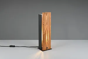 Настільна лампа Trio Leuchten Karuni 563300130 E27 метал дерево матовий чорний synthetic.ua - Фото 1