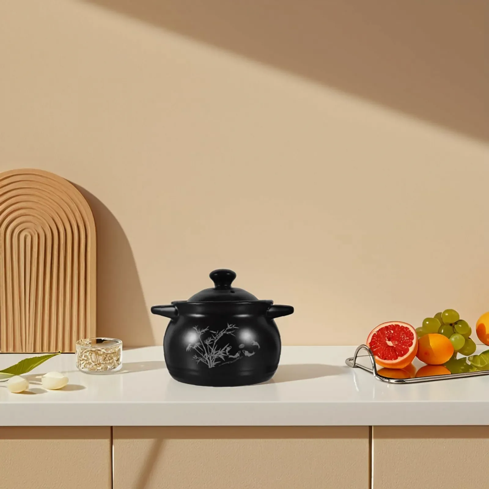 Кастрюля GALPADA керамическая многофункциональная с ручкой и крышкой, фото №5