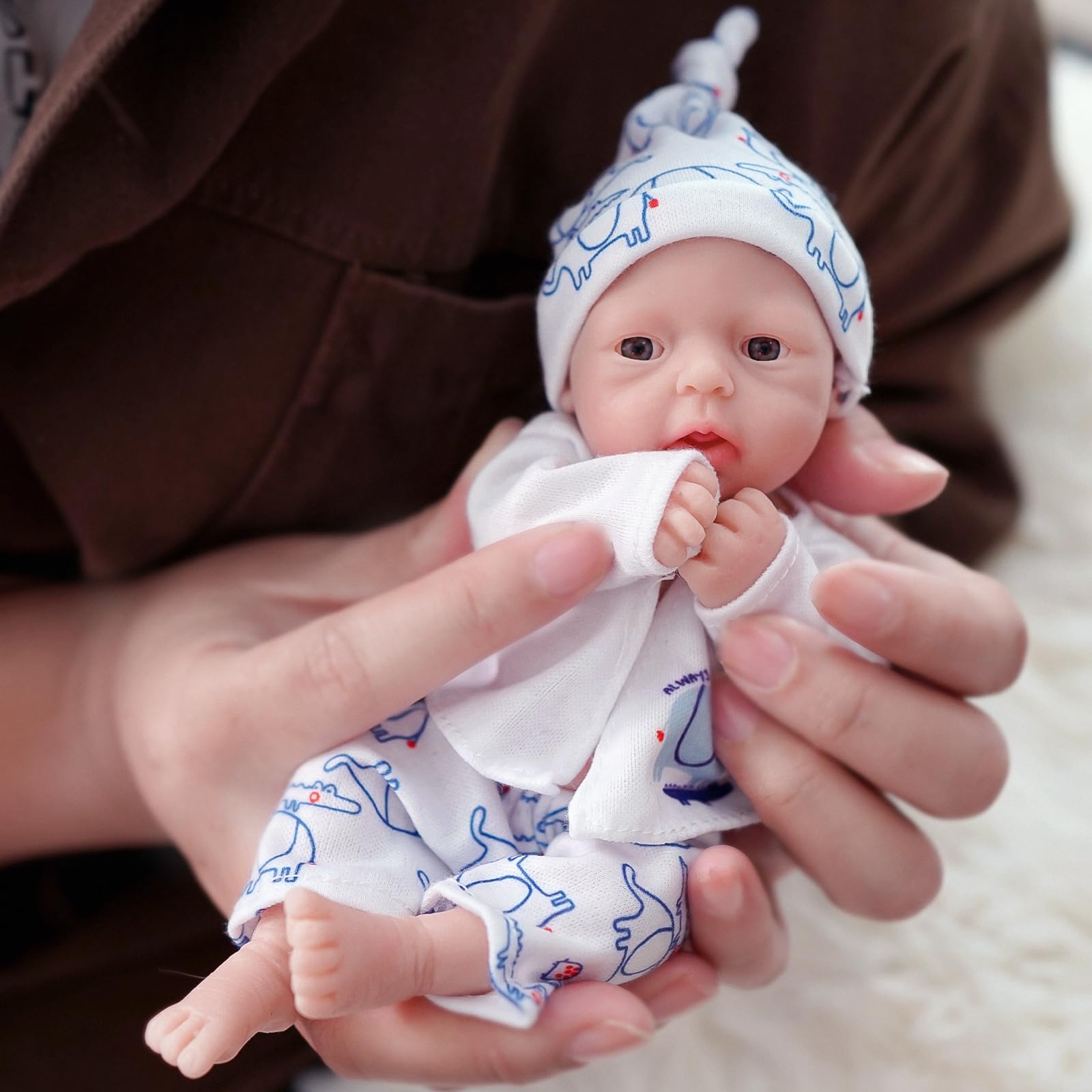 Лялька MYREBABY Reborn 7 Inch Силіконова Хлопчик Justin Реалістична Лялька для Немовлят Силіконове Повне Тіло Стресове Полегшення, фото №2