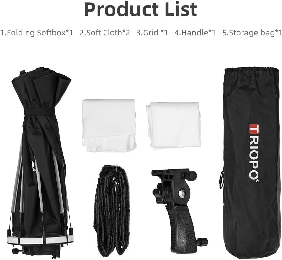 Софтбокс AMBITFUL Triopo 55 см восьмиугольный с ручкой Черный, фото №5