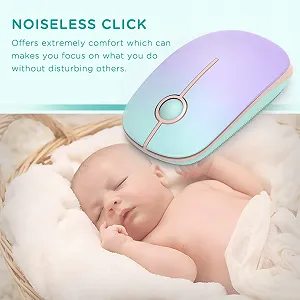 Мышь беспроводная Seenda 1600 DPI 3 кнопки Зеленый и фиолетовый synthetic.ua - Фото 1