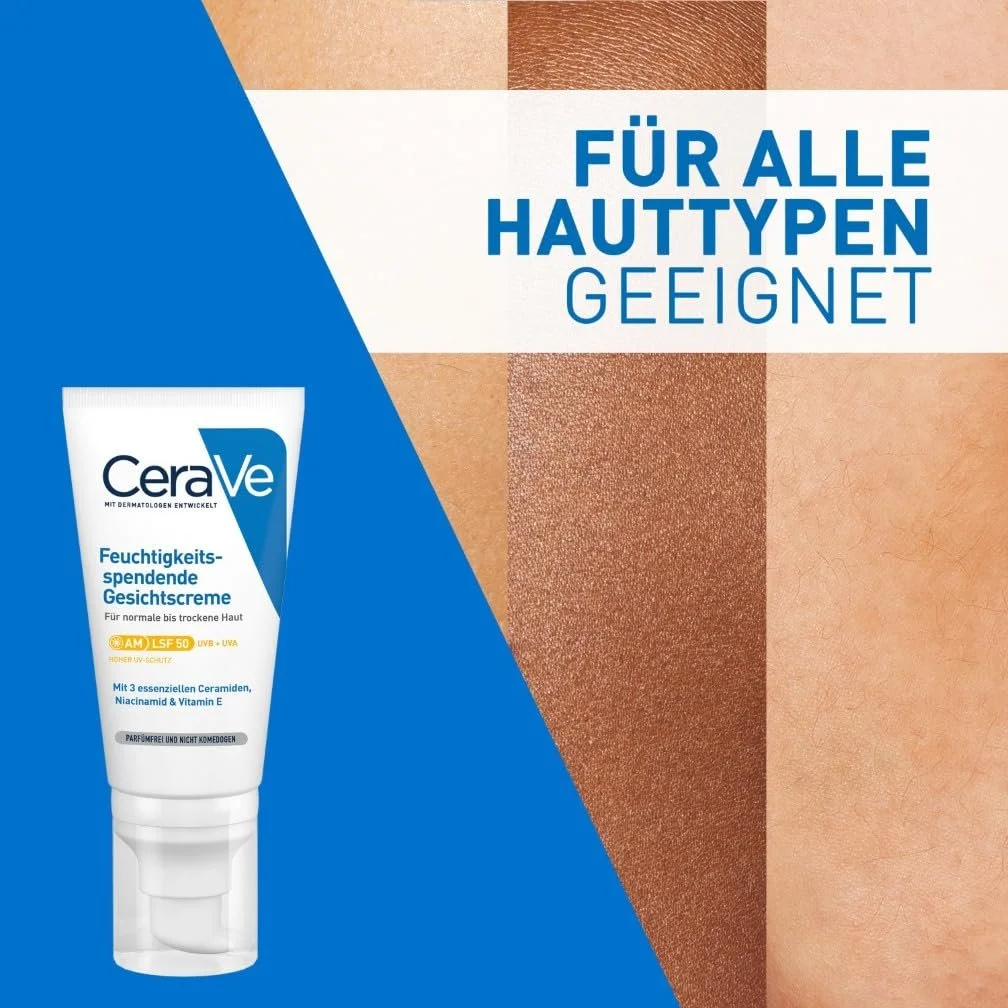 Денний крем для обличчя CeraVe зволожувальний SPF 50 для сухої шкіри 52 мл, фото №6