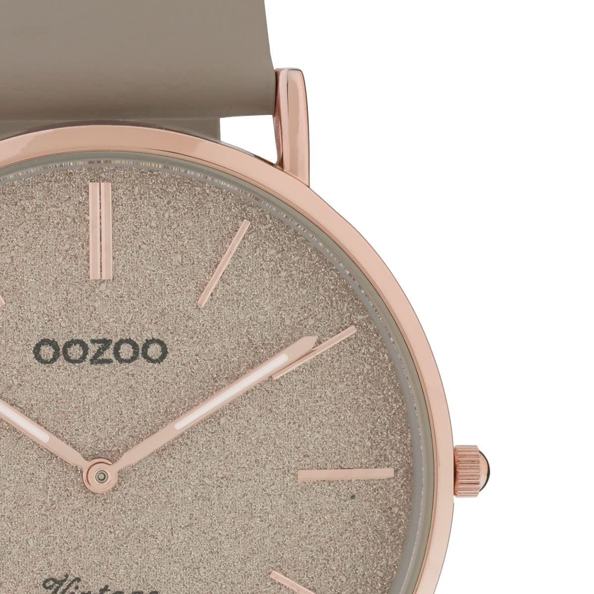 Винтажные часы Oozoo с блестящим кожаным ремешком 40 мм Rose/Taupe/Taupe C20167, Розовое золото, серо-коричневый, серый, Ремешок., фото №2 Винтажные часы Oozoo с блестящим кожаным ремешком 40 мм Rose/Taupe/Taupe C20167, Розовое золото, серо-коричневый, серый, Ремешок., фото №2