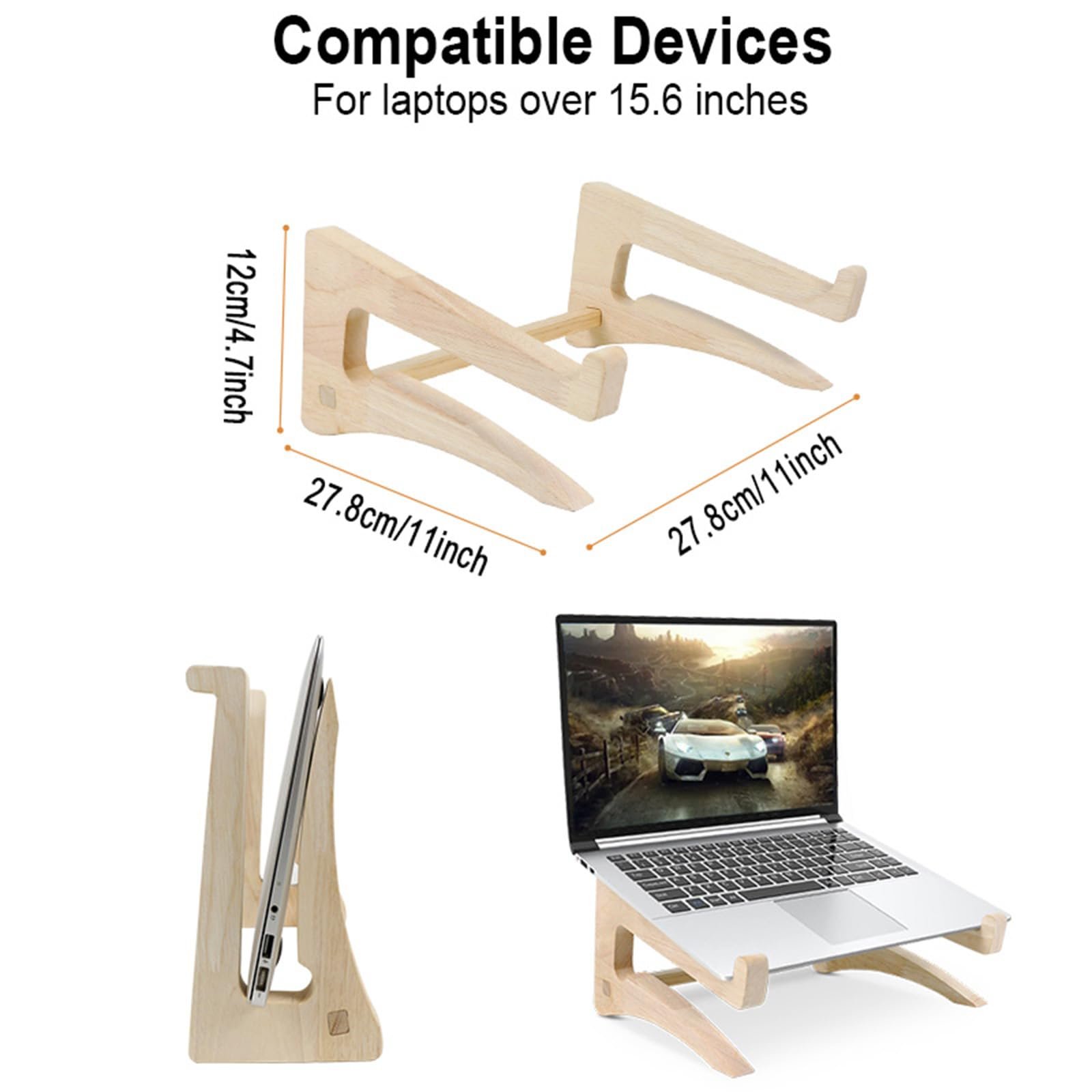 Подставка для ноутбука UI U & I Портативная и регулируемая подставка для ноутбука до 10-17 дюймов Дерево, фото №3