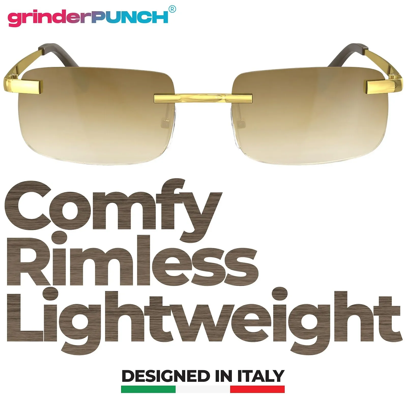 Сонцезахисні окуляри grinderPUNCH Прямокутні Без оправи, фото №3