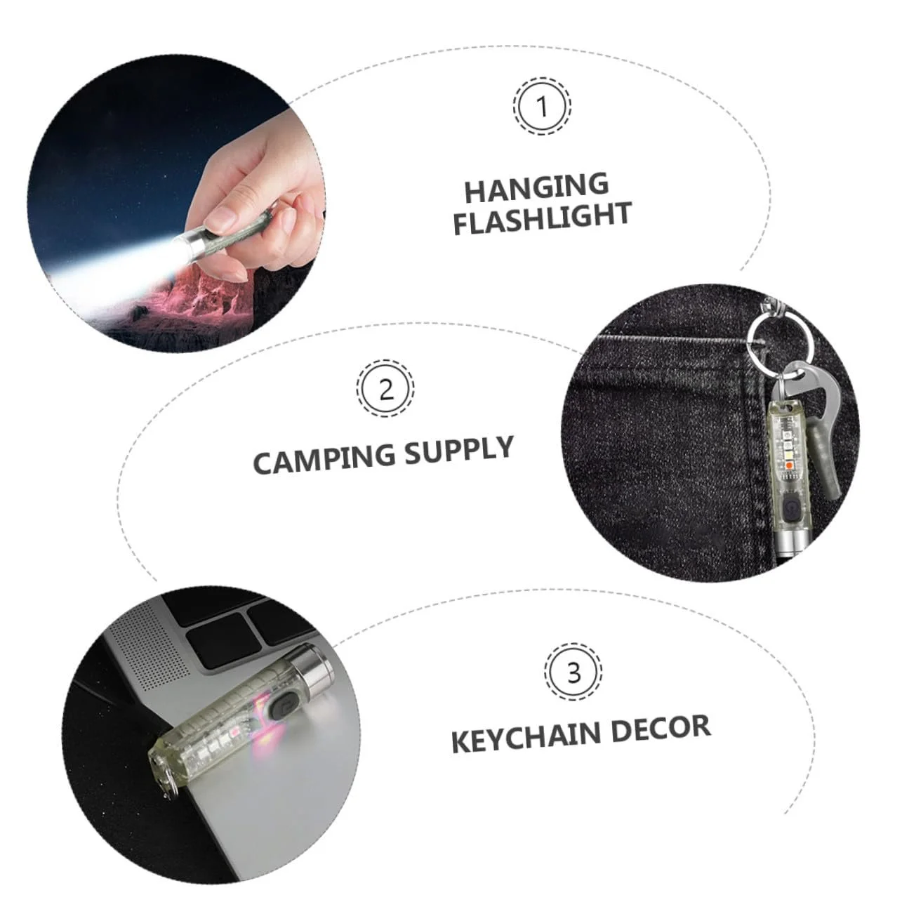 Міні LED ліхтарик DOITOOL USB брелок Компактний Міцний Легкий, фото №9