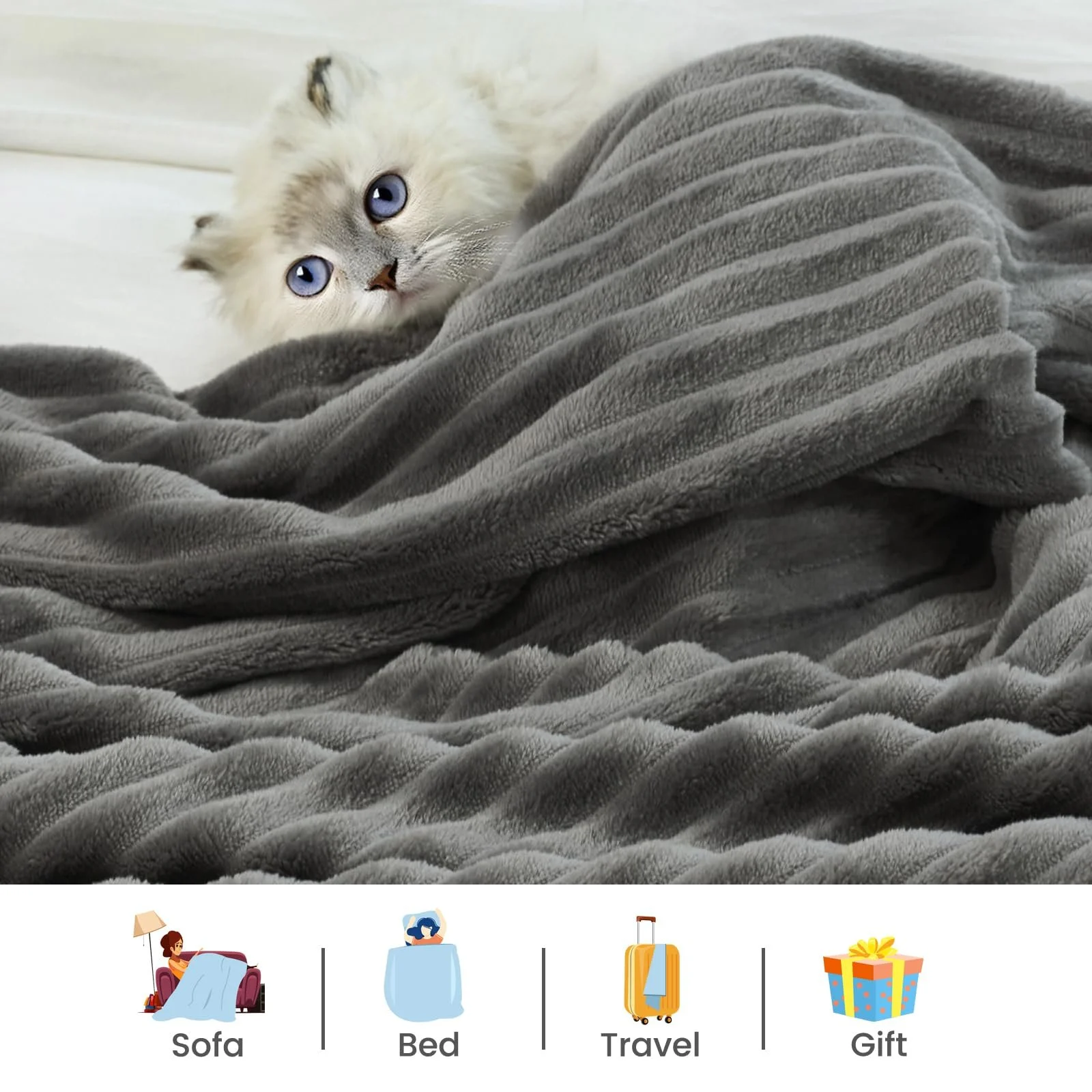 Покривало WOLTU Фланелева М'яка Тепла Сіра (220 x 240 см), фото №5