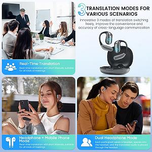Навушники AI Перекладач з сенсорним LCD, 150+ мов, Bluetooth 5.4, реального часу synthetic.ua - Фото 1