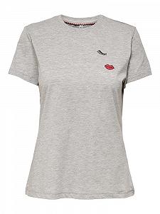 Футболка ONLJENNI LIFE FIT TOP BOX JRS 15249479-Light  Melange-Print:FACE ONLY Сірий XS - Фото 1