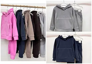 Теплый флисовый костюм 98-158 см осень/зима капюшон - Фото 1