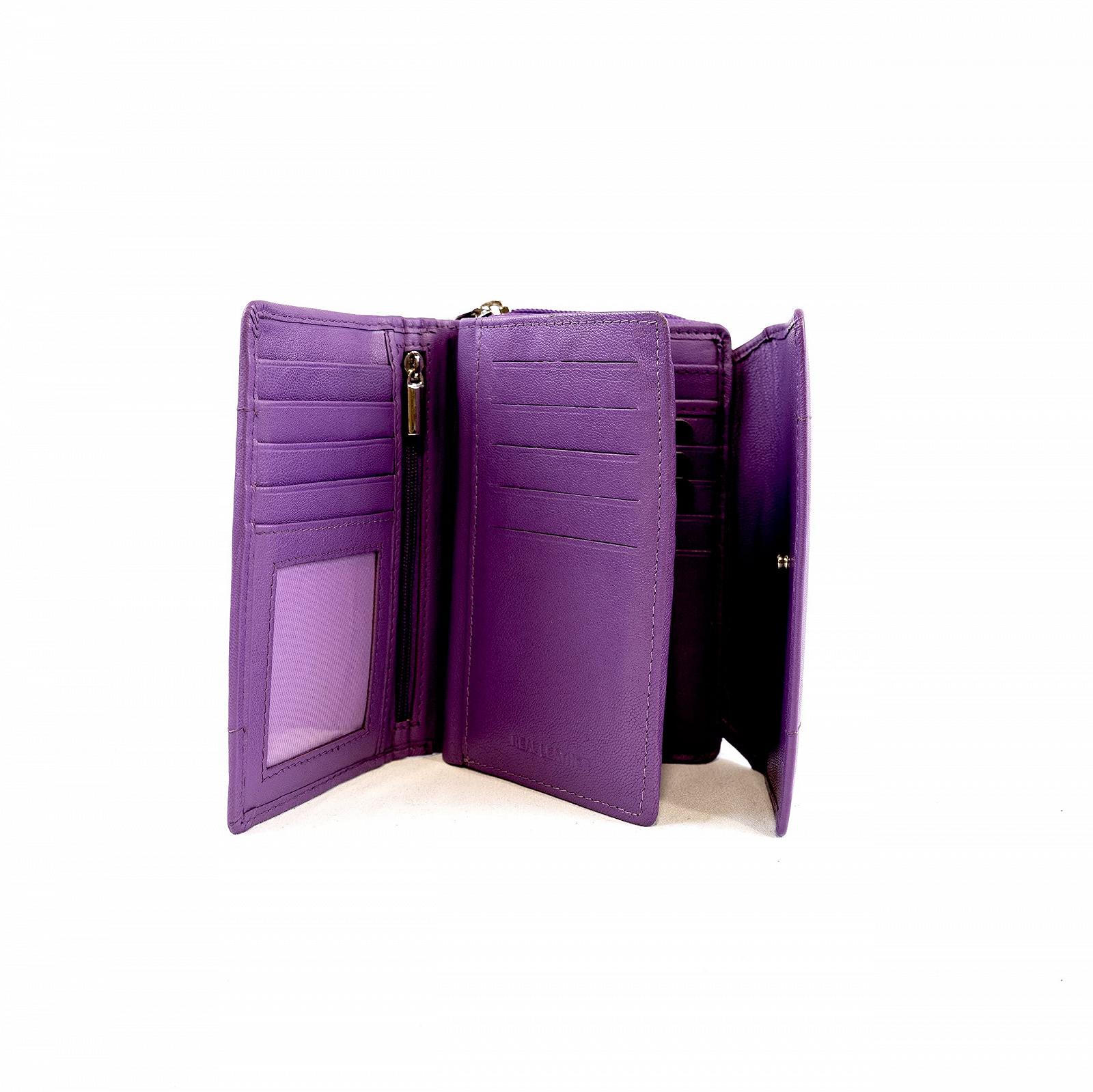 Кошелек кожаный Woodland Leather Маленький кошелек с защитой RFID, отделениями для карт и монет на молнии для женщин, фото №4