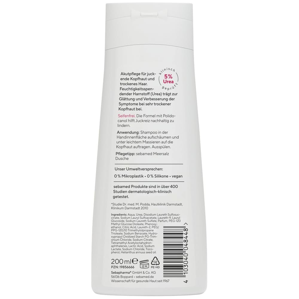 Шампунь Sebamed 5% Urea против зуда 200 мл, для сухой кожи головы, мягкая очистка без мыла, заметно уменьшает зуд сухой кожи головы, увлажняет, фото №2 Шампунь Sebamed 5% Urea против зуда 200 мл, для сухой кожи головы, мягкая очистка без мыла, заметно уменьшает зуд сухой кожи головы, увлажняет, фото №2