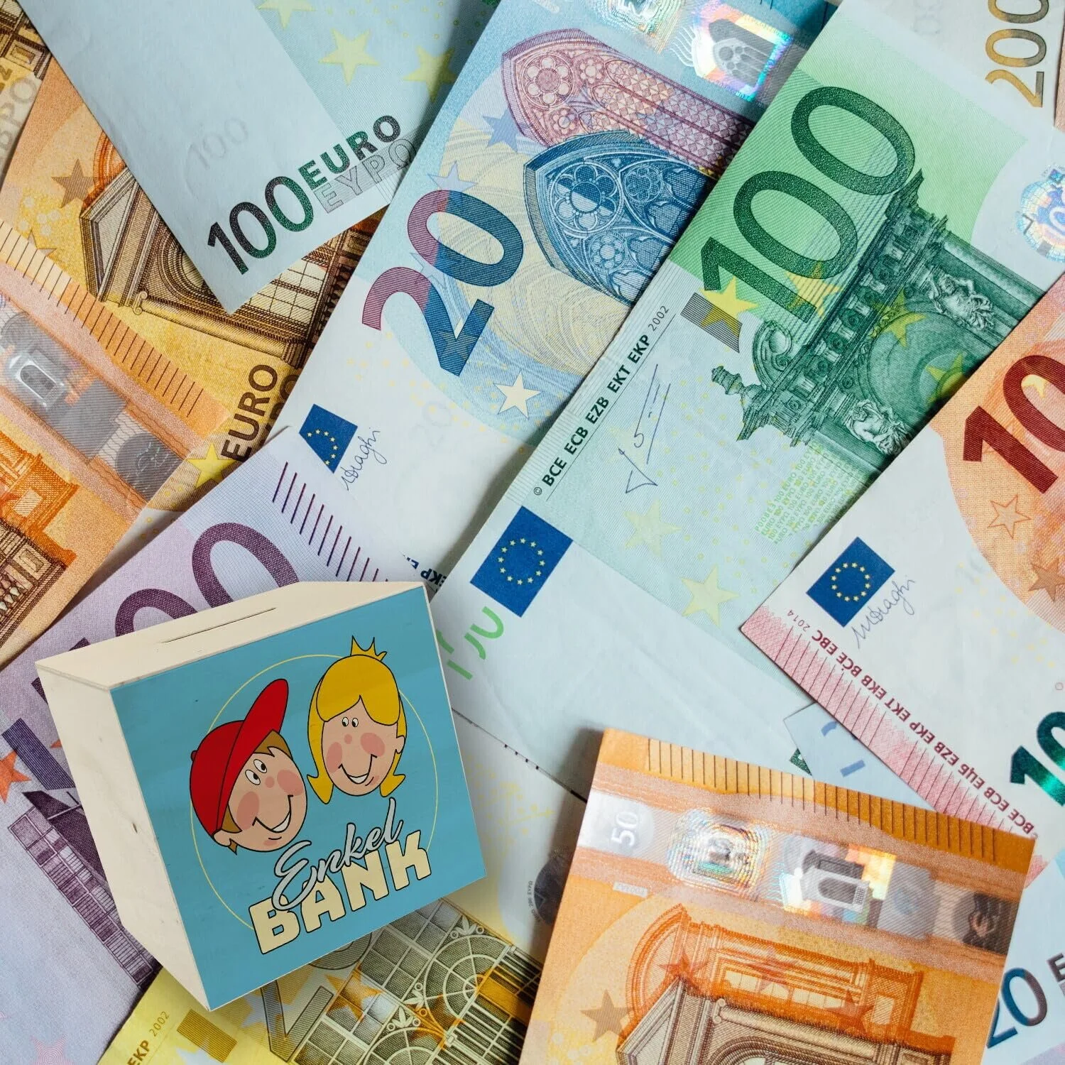 Скарбничка Grandchild Bank дерев'яна блакитна з принтом, фото №6