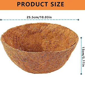 Вкладиші для підвісних кошиків набір 2 шт. кокосове волокно круглі 25,5 x 13 см synthetic.ua - Фото 1