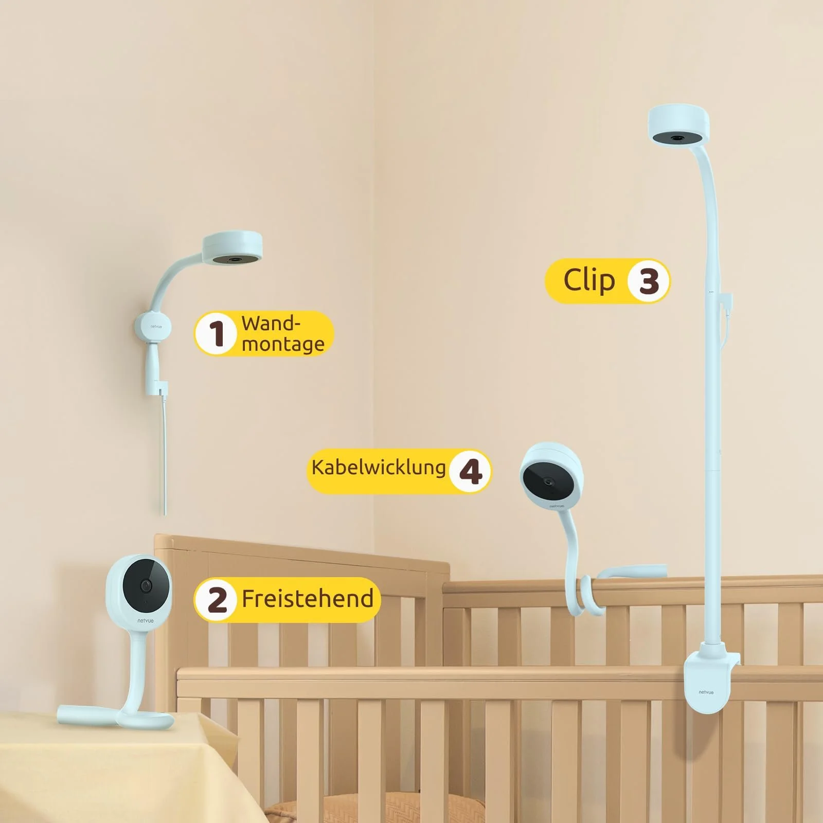 Видеоняня NETVUE 1080P App Two-Way Audio Motion Detection Sleep Analysis Blue 4-in-1 Holder, фото №8 Видеоняня NETVUE 1080P App Two-Way Audio Motion Detection Sleep Analysis Blue 4-in-1 Holder, фото №8