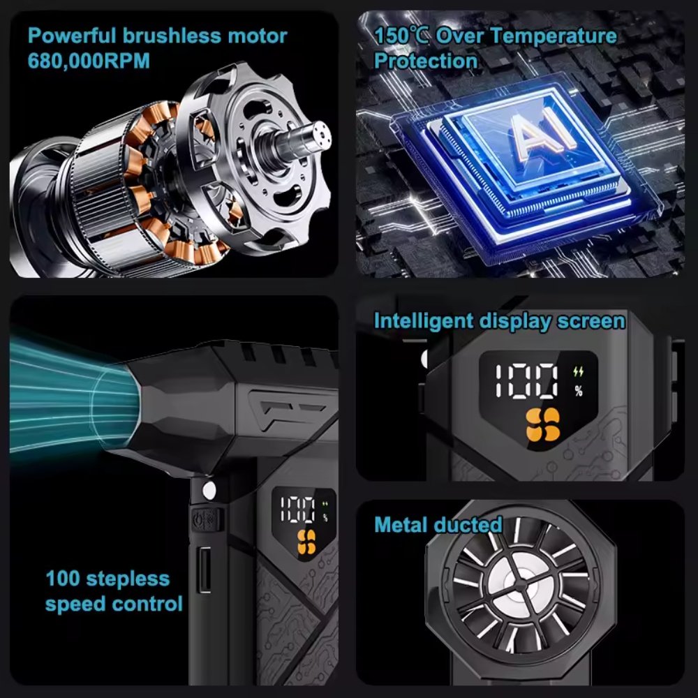 Портативний турбовентилятор Violent HFX-01 Turbo Jet Fan 680000 RPM Black, фото №3