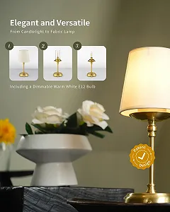 Настільна лампа приліжкова акумуляторна бездротова 5200 mAh із лампочкою Золотиста synthetic.ua - Фото 1