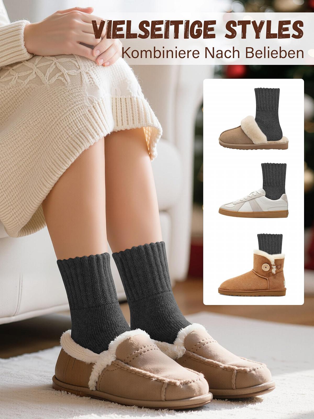 Термоноски Ruisita женские, 3 пары, вязаные, теплые зимние носки для походов, носки для ботинок, размер 35-42, фото №5