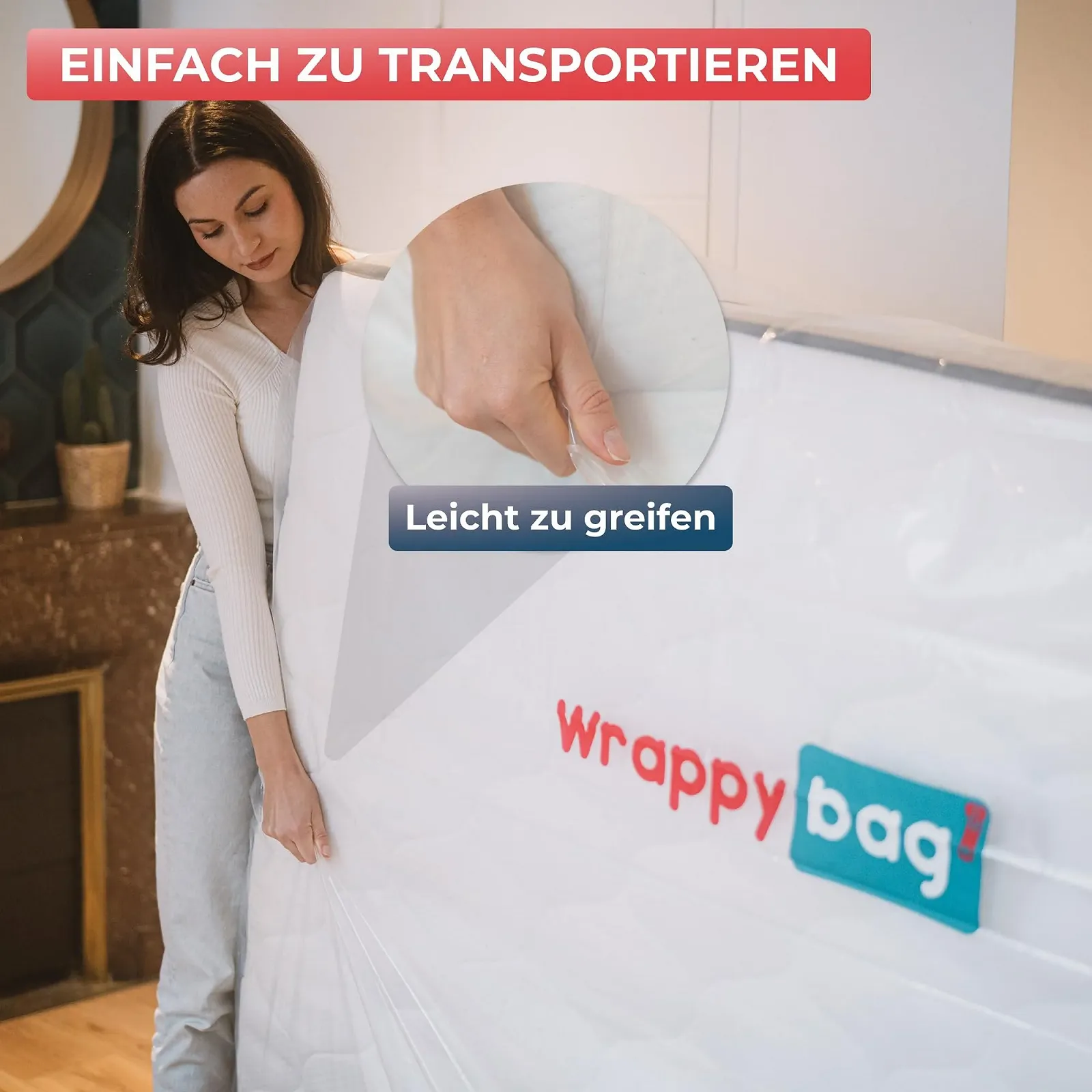Чохол для матраца WRAPPYBAG пластиковий  водонепроникний та стійкий до розривів мішок для переїзду, зберігання та транспортування (70 x 140 см), фото №5
