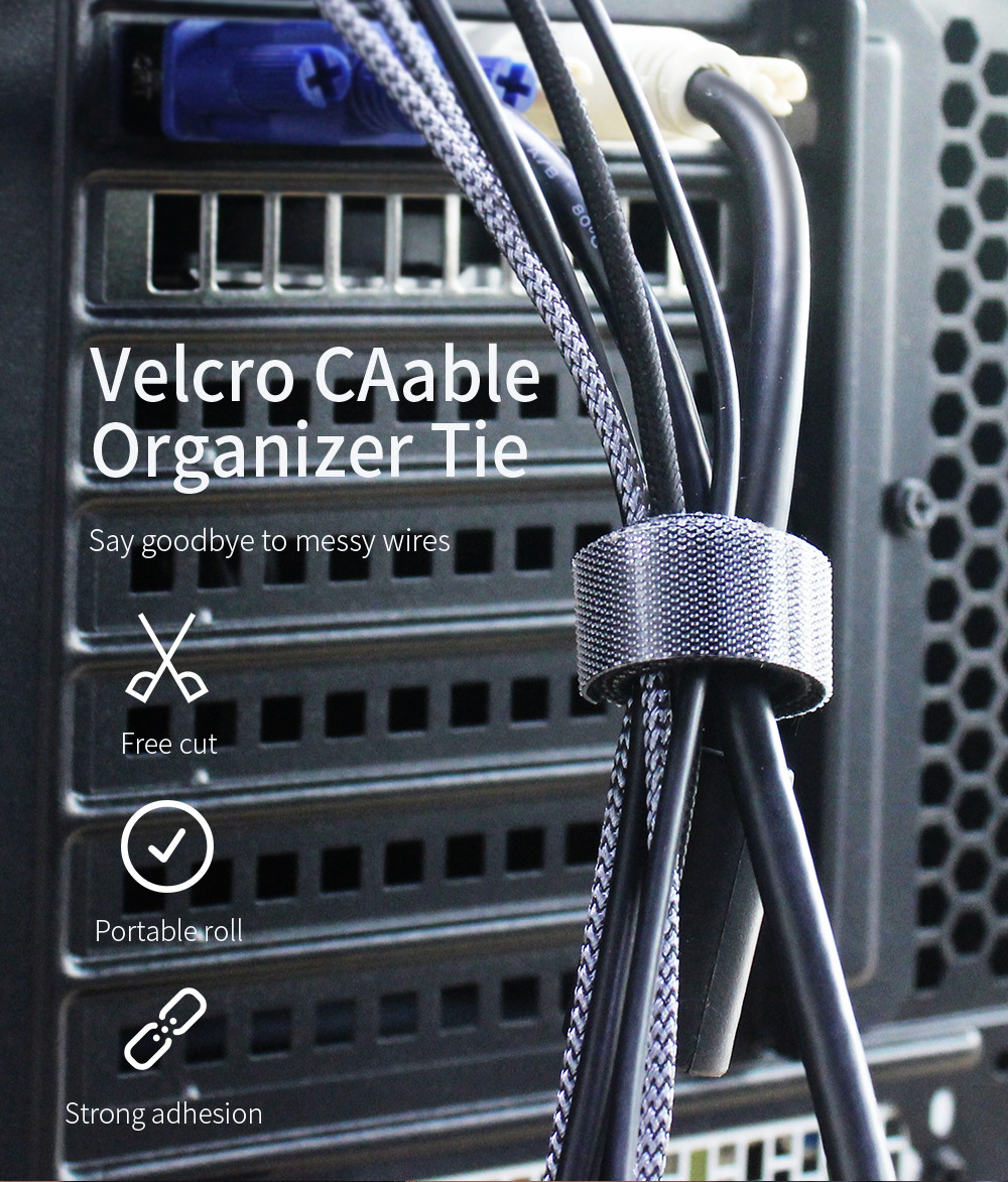 Органайзер-ліпучка для кабелів ESSAGER нейлоновий чорний 5 метрів PS, фото №4