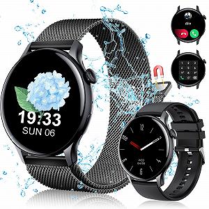 Смарт-часы Janolty, AMOLED-дисплей 1,43 дюйма, 2 ремешка, IP68, черные - Фото 1