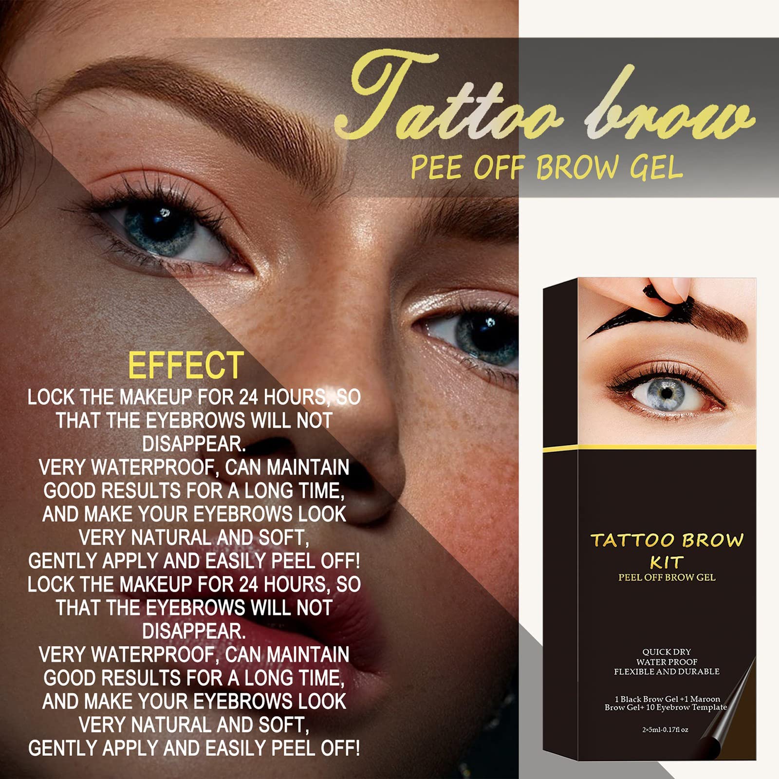 Гель для брів Allbestaye Tattoo Peel Off Набір 2 шт Водостійкість, фото №4