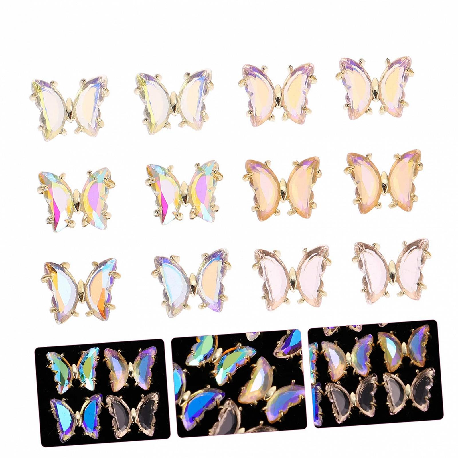 Украшение для ногтей Бабочка WOONEKY 12 шт. Бриллианты для ногтей Подвеска для ногтей Украшение для ногтей Кристалл Циркон, фото №5