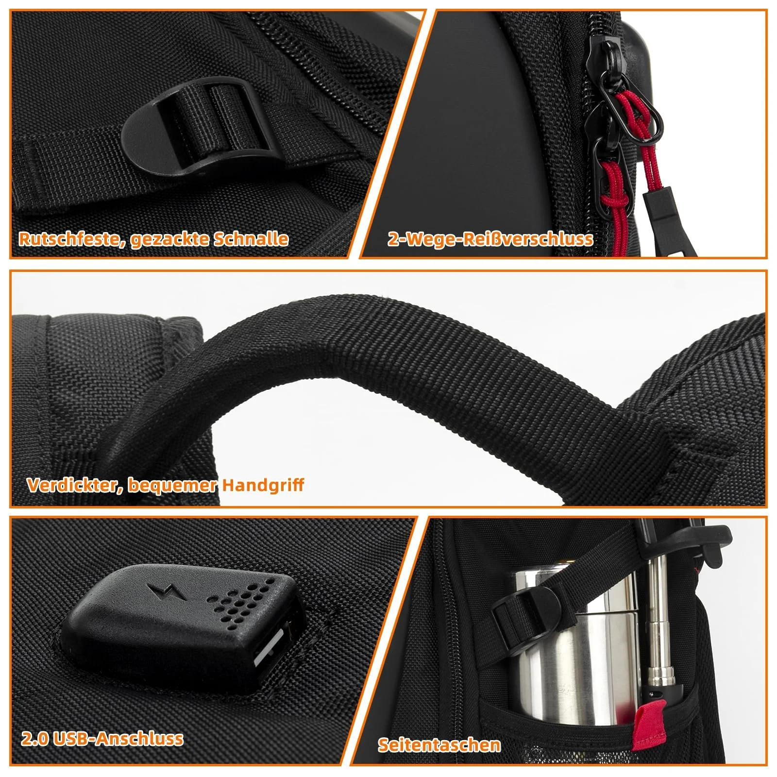 Мотоциклетный рюкзак для ноутбука KINGSLONG 17.3" с жестким корпусом USB Черный, фото №5