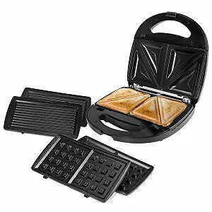 Сэндвичница 3-в-1, антипригарная для 2 сэндвичей, 750 Вт, двухсторонний нагрев - Фото 1