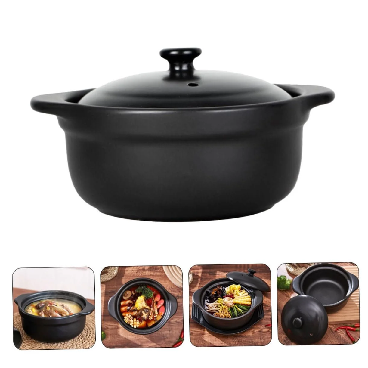 Кастрюля-жаровня Gatuida керамическая термостойкая с двойными ручками, фото №7