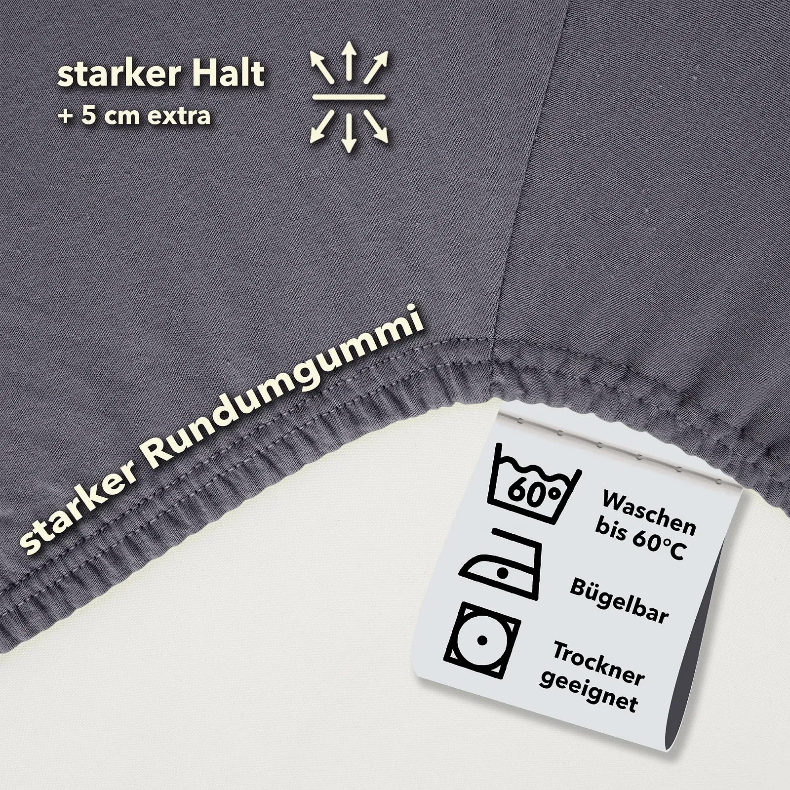 Простирадло на гумці Studio Basic 160 x 200 см Бавовна Сірий, фото №3 Простирадло на гумці Studio Basic 160 x 200 см Бавовна Сірий, фото №3