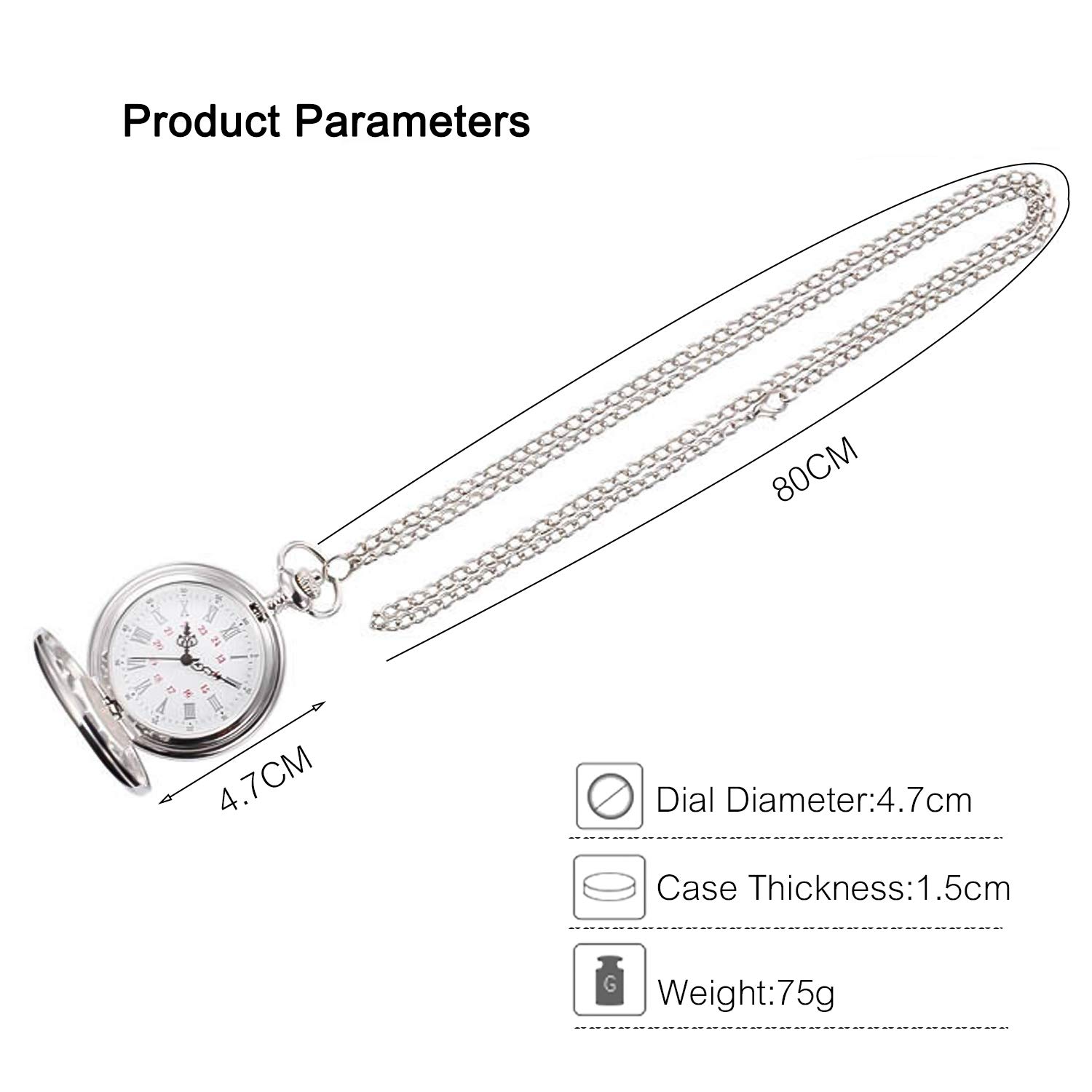 Карманные часы rorios Аналоговые Кварцевые с цепочкой Кварцевые Гладкие Нержавеющая сталь Античные мужские, фото №5