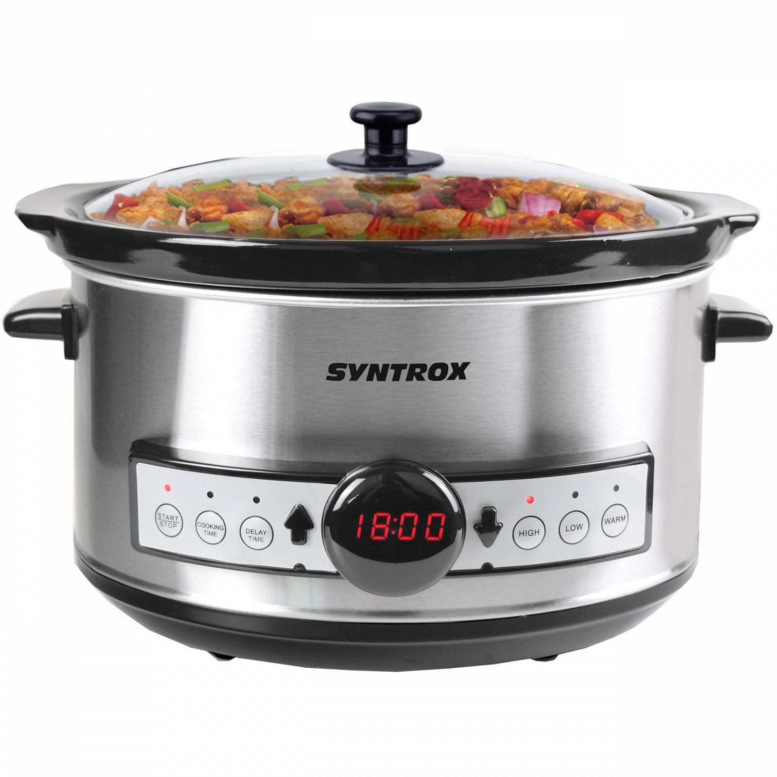 Повільноварка Syntrox Germany Balmsi 3.5 L Таймер Керамічний Внутрішній Горщик Непроливні Ніжки, фото №7