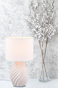 Настільна лампа Melina керамічна з тканинним абажуром E14 макс. 40 Вт Matte White synthetic.ua - Фото 1