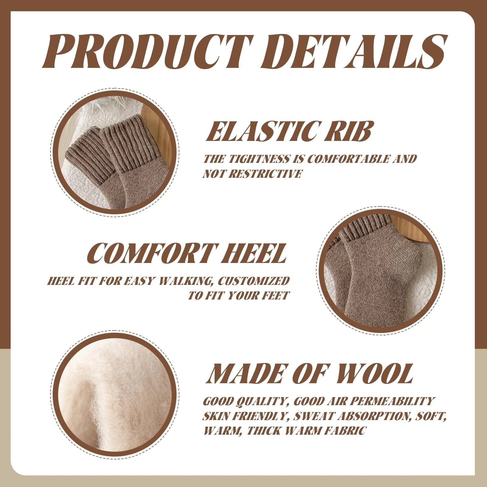 Теплі шкарпетки Жіночі, 4 пари, Вовняні шкарпетки меріноса, Розмір 34-39, фото №3