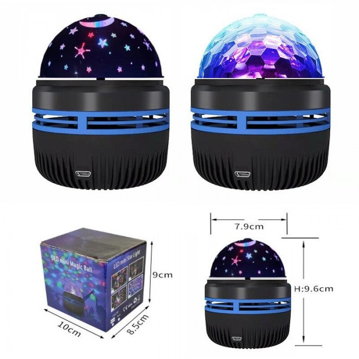 Світлодіодний проектор Нічний Led Mini Magic Ball Лампа харчування USB диск RGB Чорний, фото №6