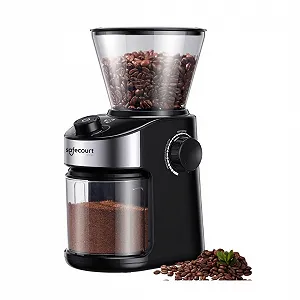 Кофемолка электрическая Safecourt коническая, 25 степеней помола, контейнер для зерен 200 г, таймер, выбор количества на 2-14 чашек - Фото 1