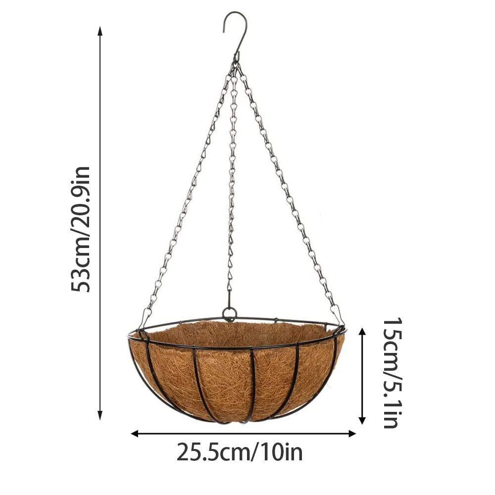 Підвісний кошик металевий з кокосовим вкладишем, 10 дюймів, фото №3