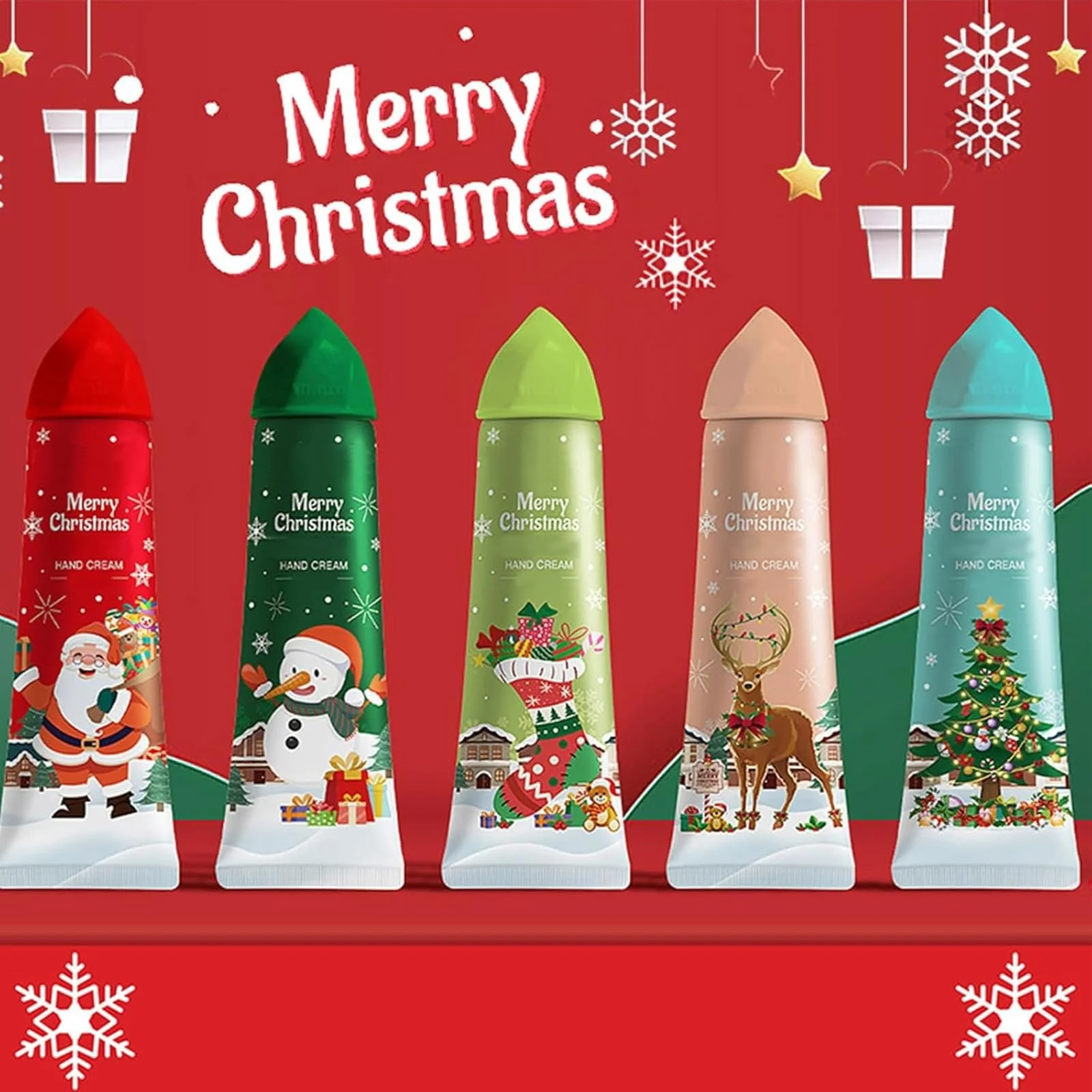 Крем для рук Набор Рождественский, Рождественский набор кремов для рук, Набор кремов для рук, Рождественские подарки с кремами для рук, Подарок на день рождения Рождественские подарки, Рождественские увлажняющие кремы для рук, 5 шт, фото №2