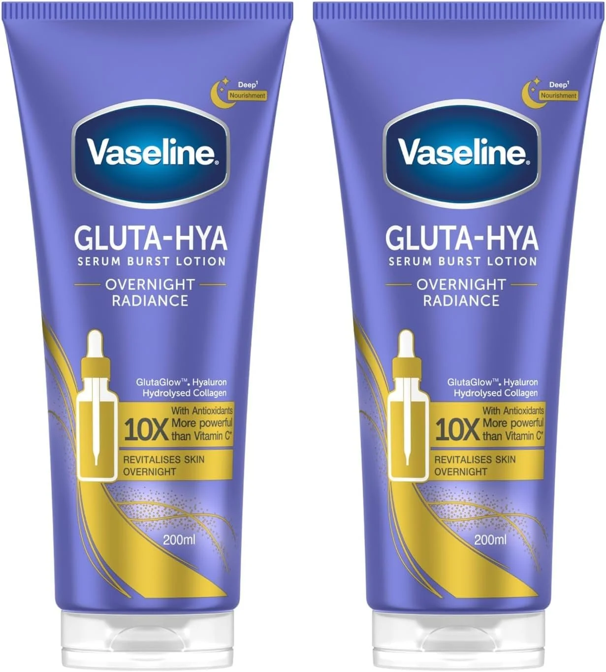 Лосьйон-сироватка Vaseline Gluta-Hya Overnight Radiance зволожуючий з антиоксидантами для гладкої та пружної шкіри, 200 мл, фото №1