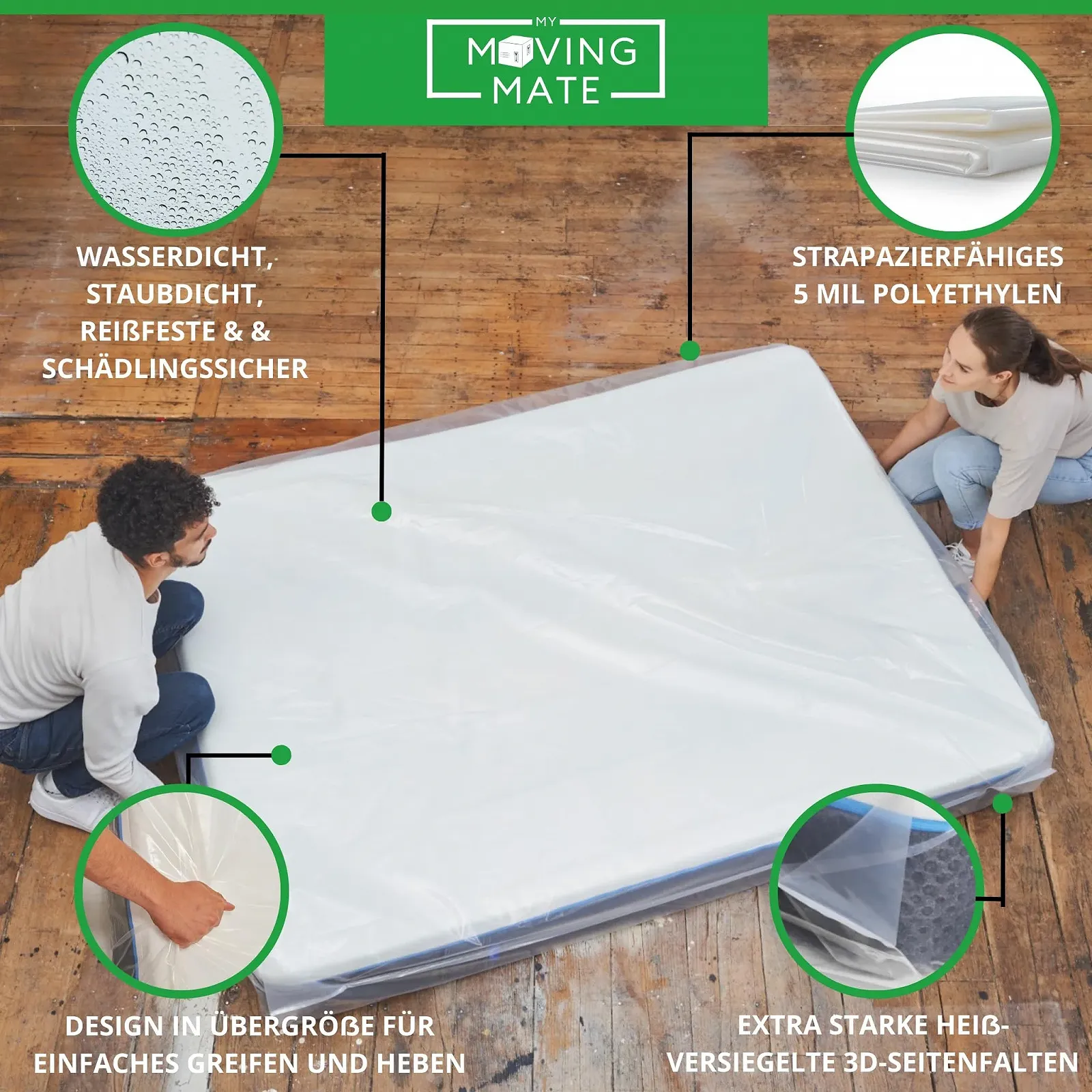 Чохол для матраца для переїзду та зберігання 90 x 200 см, фото №4 Чохол для матраца для переїзду та зберігання 90 x 200 см, фото №4